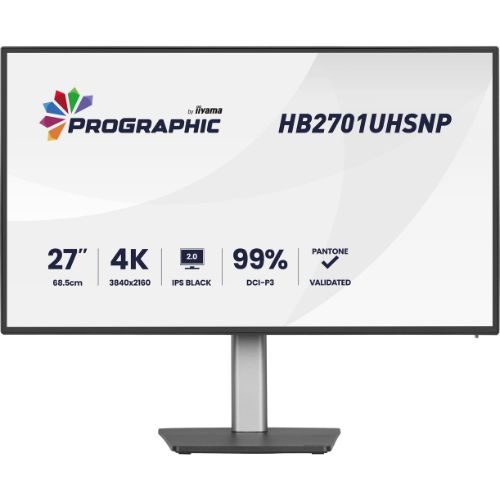 Monitor 27” 4K UHD HB2701, IPS Black 2.0, USB-C 96W, KVM, RJ45, HDR400, Pantone Validated – iiyama HB2701UHSNP-B1