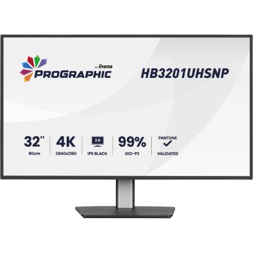 Monitor 32” 4K UHD HB3201, IPS Black 2.0, USB-C 96W, KVM, RJ45, HDR400, Pantone Validated – iiyama HB3201UHSNP-B1