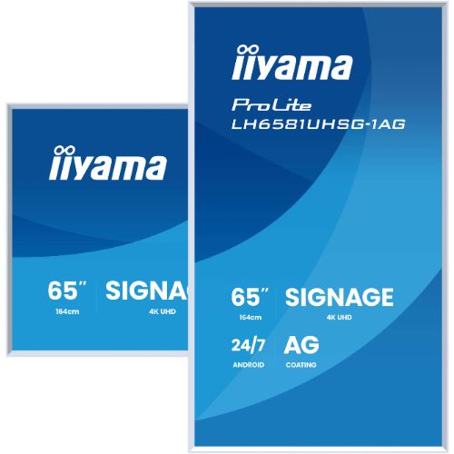 Display Digital Signage 65” 4K UHD Android 14, USB-C, Wi-Fi, Ramă Albă Detasabilă – iiyama LH6581UHSG-1AG