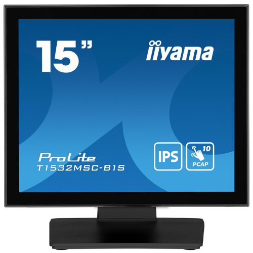 Monitor Touchscreen 15” XGA PCAP 10 Touch, TN LED, Edge-to-Edge Glass, IP54 – iiyama T1532MSC-B1S