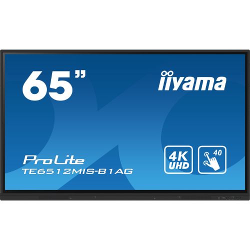 Display interactiv 65”, 4K UHD, Zero Airgap, PureTouch-IR, USB-C 65W, iiWare 10, Wi-Fi 6, OPS slot - IIYAMA ProLite TE6512MIS-B1AG