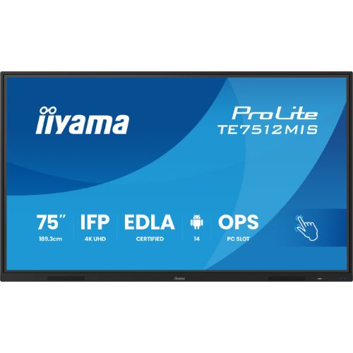 Display interactiv 4K UHD de 75” cu touch PureTouch-IR, Android 14 și iiWare 13E – iiyama TE7512MIS-B4AG