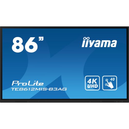 Display interactiv 86” 4K, PureTouch-IR 40-touch, USB-C 65W, iiWare 10, Wi-Fi 6, OPS - iiyama TE8612MIS-B3AG