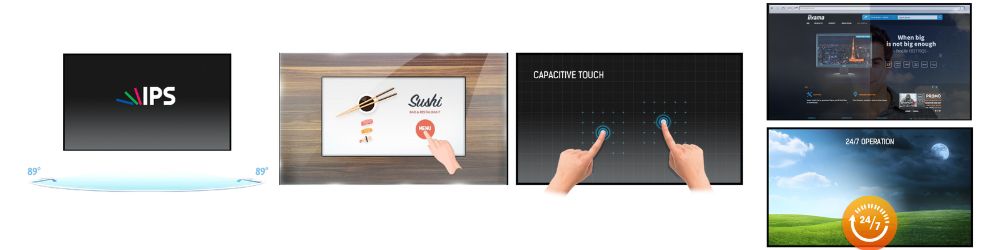 Touchscreen Open-Frame 55” 4K, Pcap 15-Touch, Touch-Through-Glass, Ip54, Hdmidp - Iiyama Tf5539Uhsc-B1Ag