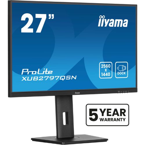 Monitor 27” QHD IPS, 100Hz, USB-C Dock 65W, RJ45, HDMI/DP, înălțime reglabilă – iiyama XUB2797QSN-B2