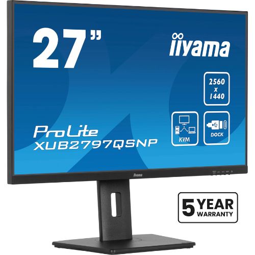 Monitor 27” QHD IPS, 100Hz, USB-C Dock 96W, KVM, RJ45, HDMI/DP – iiyama XUB2797QSNP-B1