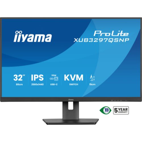 Monitor LED 32" 4K UHD IPS, 65W USB-C Dock, KVM, RJ45 LAN, 4ms, HDMI, DP, 150mm reglaj înălțime – iiyama XUB3293UHSN-B1