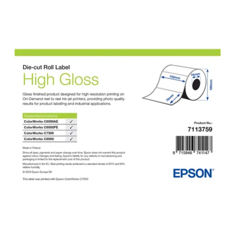 Etichete hârtie High Gloss 102x76 mm Epson 7113759