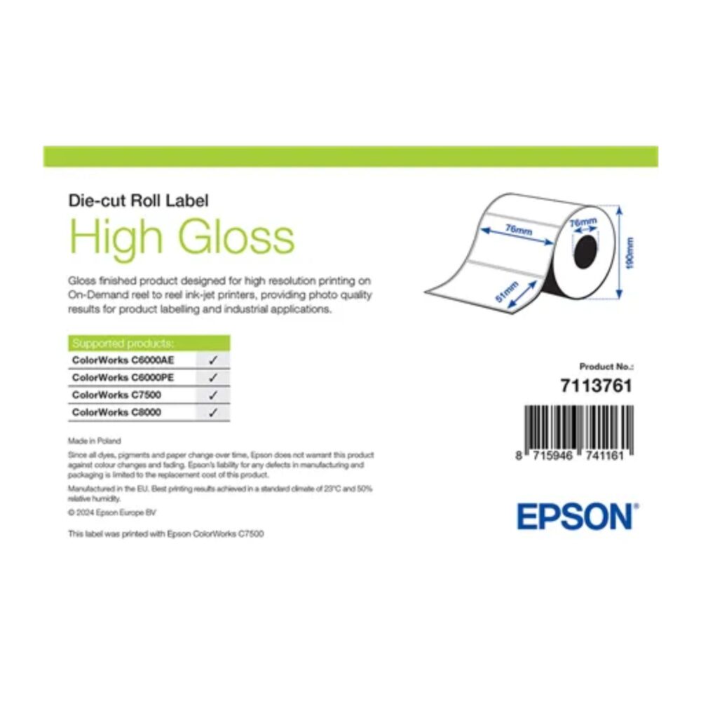 Etichete hârtie High Gloss 76x51 mm Epson 7113761