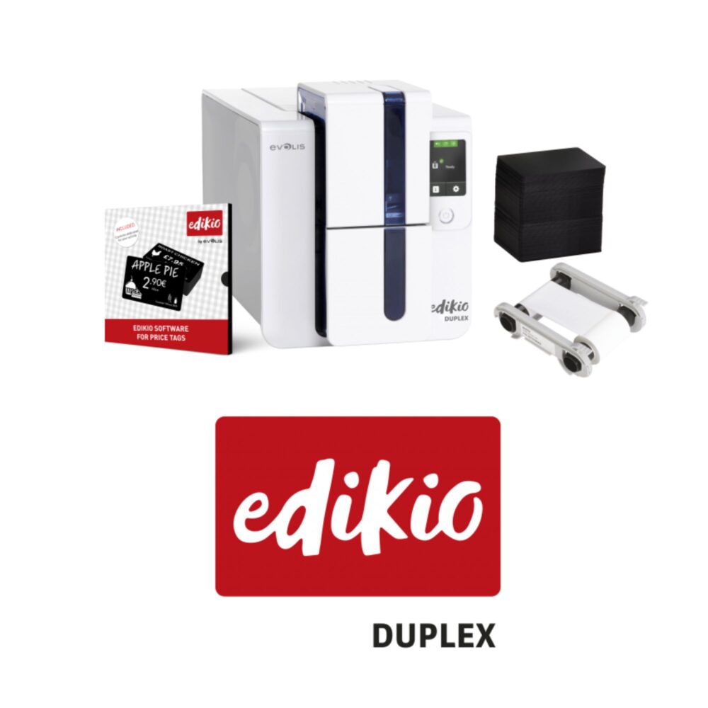 Imprimantă carduri dual sided, 300 dpi, USB, Ethernet, kit (USB) Evolis Edikio Duplex Price Tag ED1H0000CD-BS003