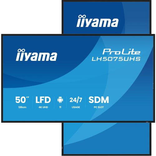 Display Digital Signage 50" 4K UHD Android 11, HDMI/DP, Wi-Fi, SDM Slot, 24/7 - iiyama LH5075UHS