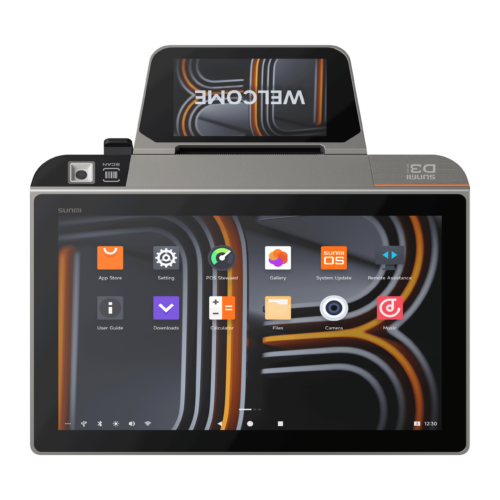 Terminal POS desktop, Chip, CD, Scanner (2D), USB, BT, Ethernet, Wi-Fi, 4G, NFC SUNMI D3 MINI P01260022