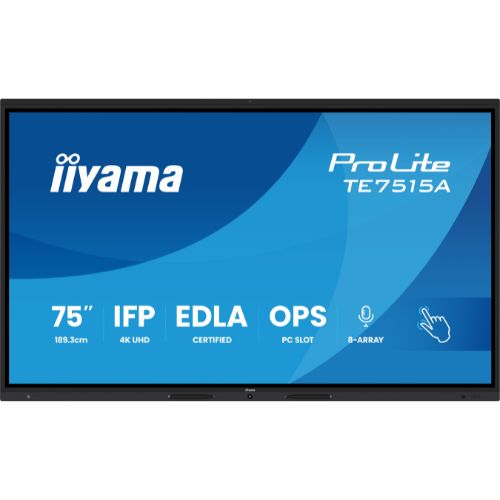 Display interactiv 75" 4K UHD cu Android 14 EDLA, touch DeepContrast-IR+  design premium - iiyama TE7515A-B1AG