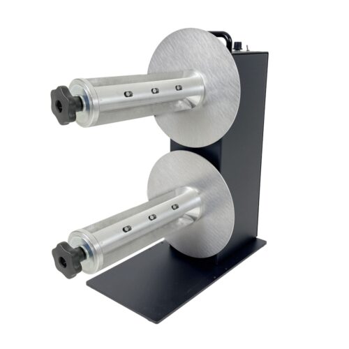 Rewinder etichete TWIN-CAT-2 Quick-Chuck 76 mm (C-76270) dual spindle Labelmate LMR016/LMX466