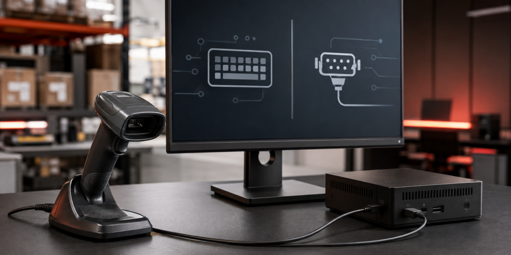 Configurare scanner de coduri de bare USB în mod HID și COM