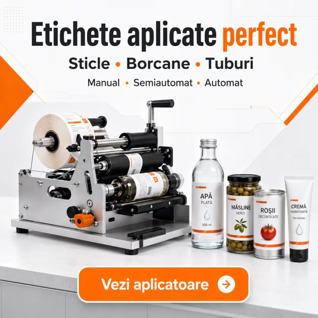 Etichete aplicate perfect pe sticle borcane tuburi cu aplicatoare manuale semiautomate și automate