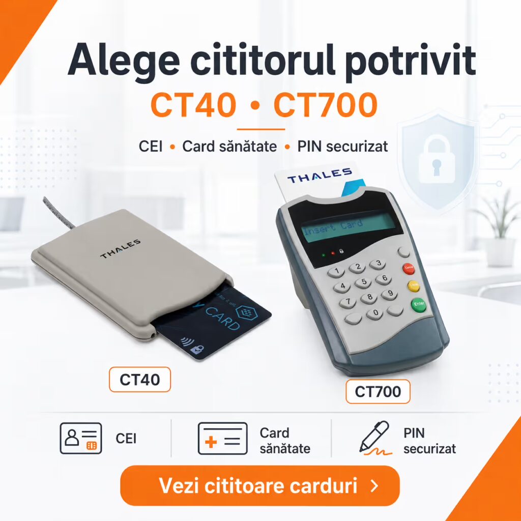 Cititor carduri identitate și sănătate: CT40 vs CT700 Alege cititorul potrivit CT40 sau CT700 pentru CEI card sănătate și PIN securizat