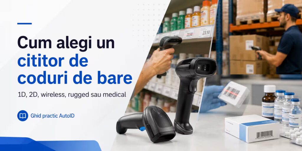 Cum alegi un cititor de coduri de bare: 1D, 2D, wireless, rugged sau medical Cititor de coduri de bare 1D și 2D folosit în retail, depozit și logistică