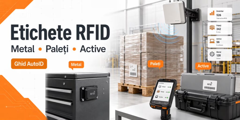 Etichete RFID pentru metal paleți și active cu cititor RFID pentru inventar și trasabilitate