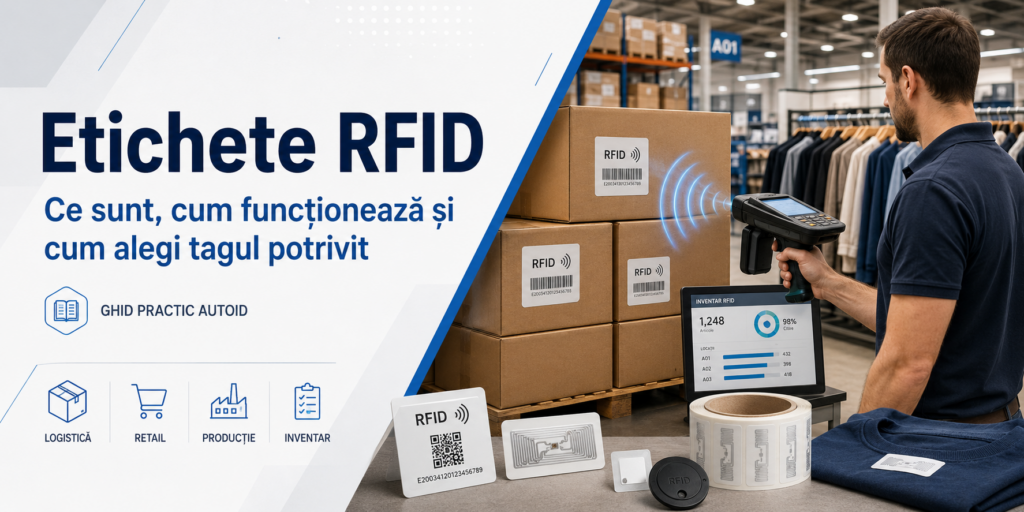 Etichete RFID: ce sunt, cum funcționează și cum alegi tagul potrivit Etichete RFID și taguri UHF folosite pentru logistică, retail, producție și inventar
