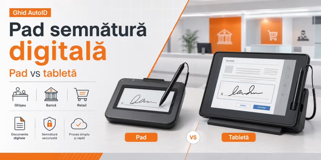 Pad semnătură digitală vs tabletă de semnătură pentru ghișeu bancă și retail