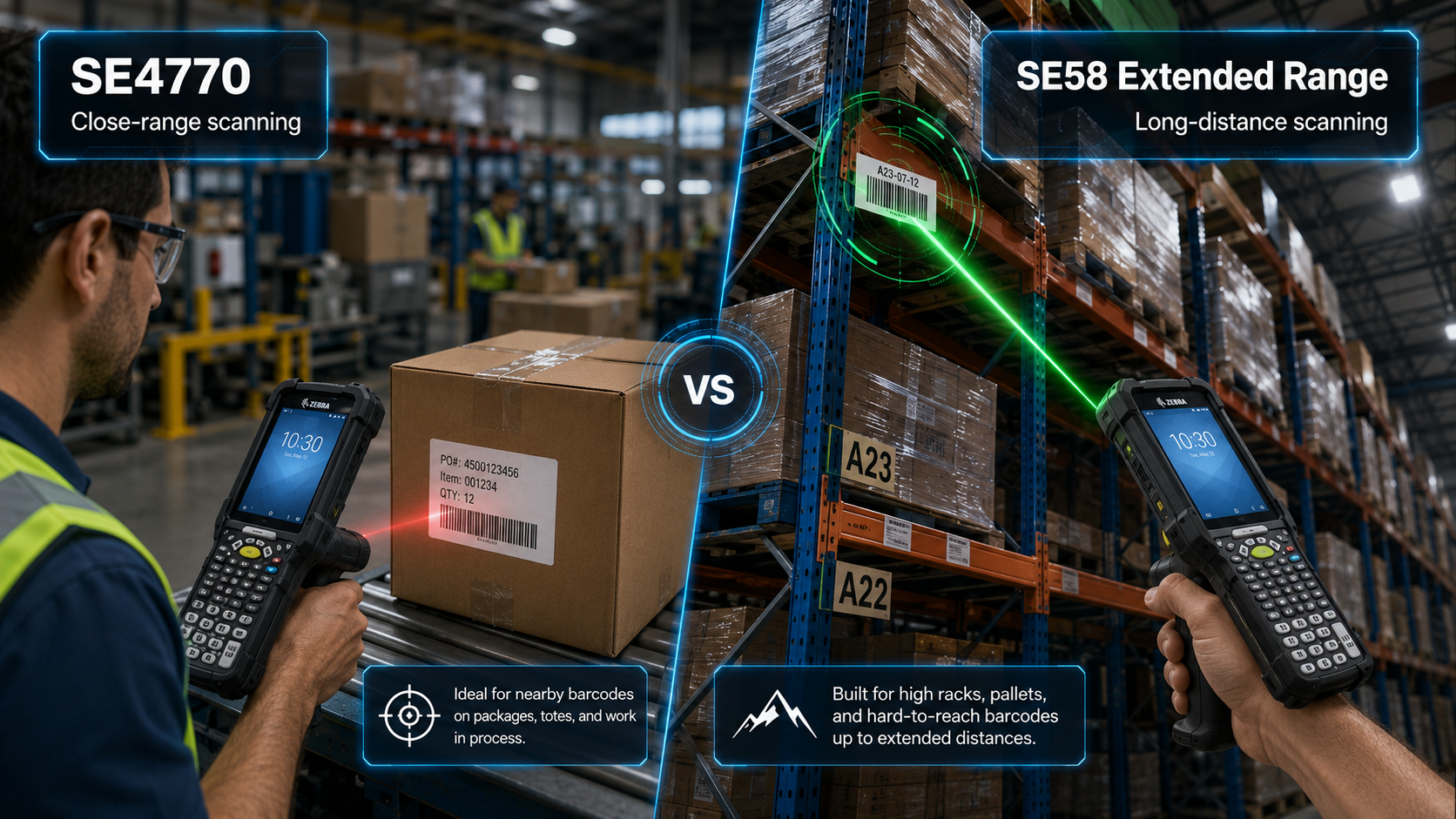 Zebra MC9400 vs MC9450 – Diferențe și Configurații Scanare SE4770 versus SE58 Extended Range pe Zebra MC9400 și MC9450